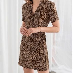 & Other Stories Side Tie Leopard Mini Dress